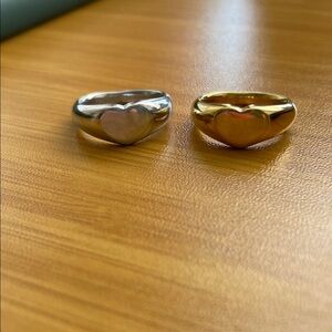 Gold and Silver Heart Rings